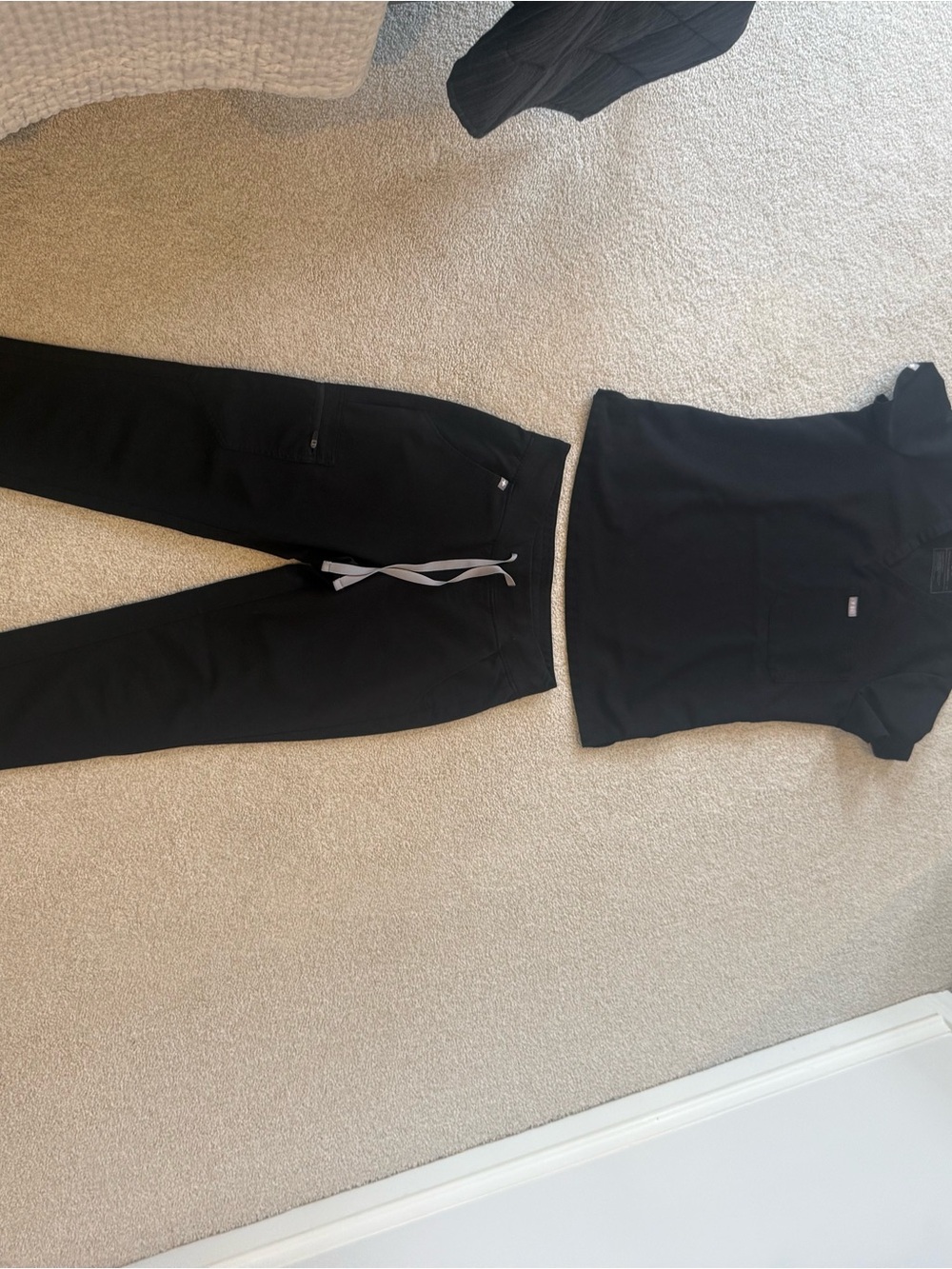 Figs Black Short-Sleeve Tee and Black Jogger Set